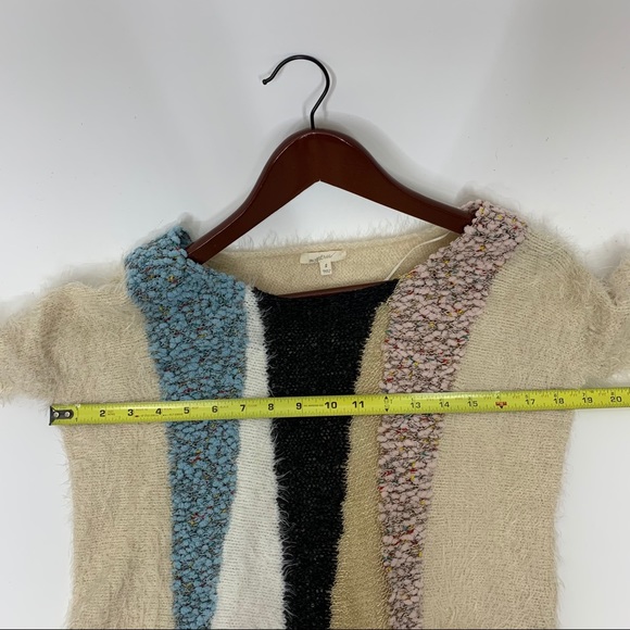 Mystree Unique Print Metallic Mesh Popcorn Soft Eyelash Sweater Size Small - Picture 12 of 15